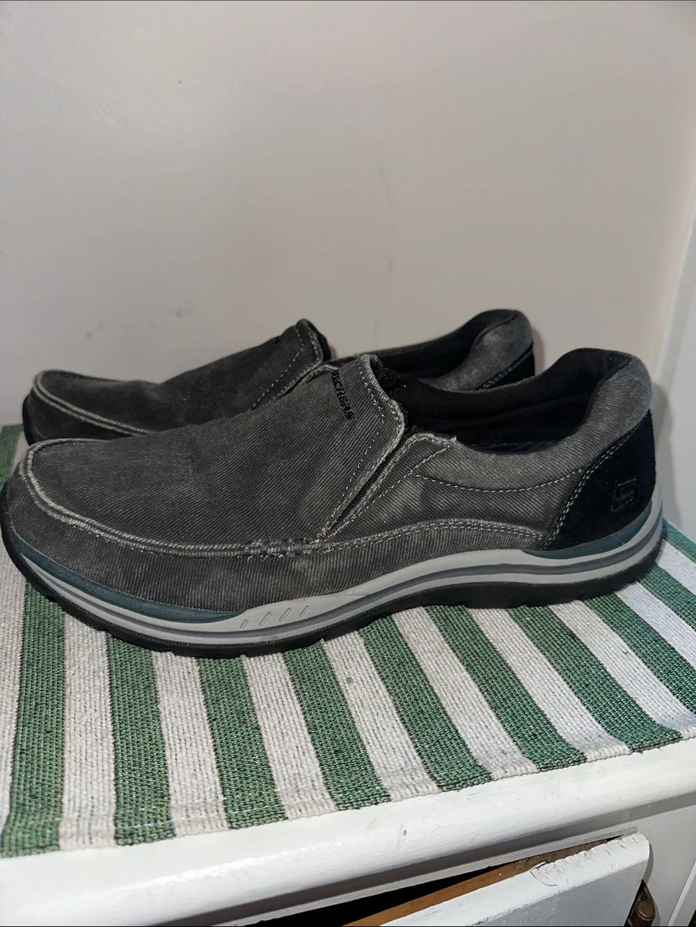 Skechers Men's Slip-On Canvas Loafers in Charcoal Gray